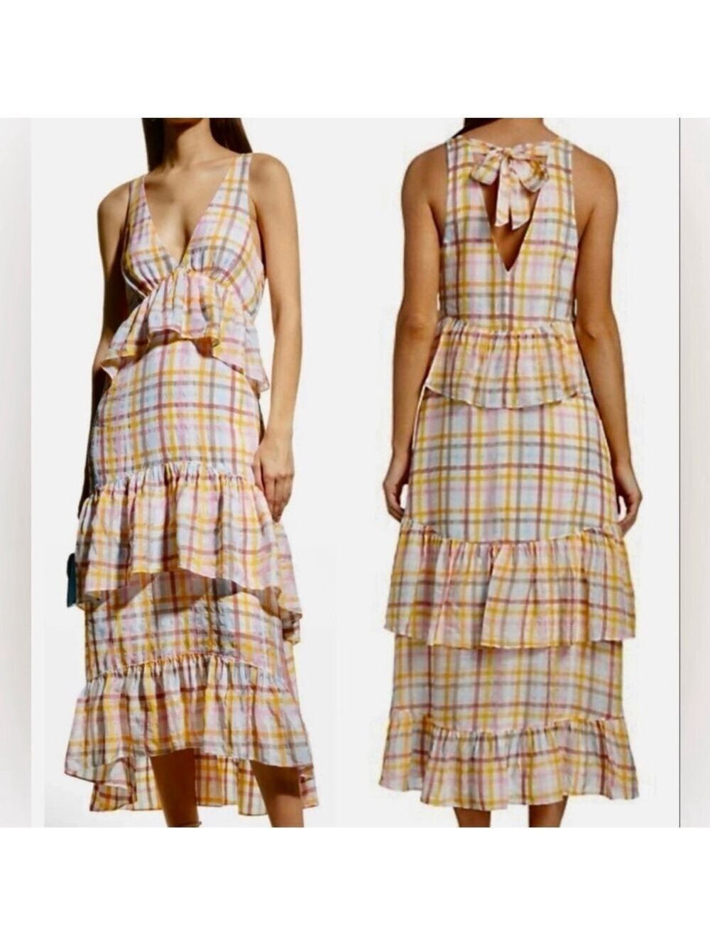New Cinq a Sept Midi Astor Dress Ruffles Women's 10 Tiered Garden